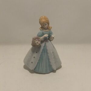 Vintage Whimsical Lady Figurine with Blue Dress